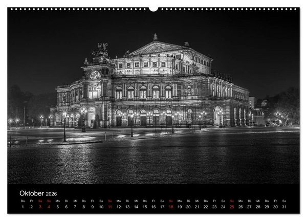 Produktbild: Dresden - Elbflorenz bei Nacht (hochwertiger Premium Wandkalender 2026 DIN A2 quer), Kunstdruck in Hochglanz