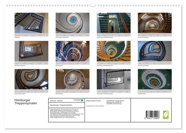 Produktbild: Hamburger Treppenspiralen (hochwertiger Premium Wandkalender 2026 DIN A2 quer), Kunstdruck in Hochglanz