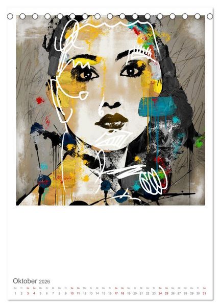 Produktbild: POP UP GIRLS Art Portr&auml;ts by Ulrike Langen (Tischkalender 2026 DIN A5 hoch), CALVENDO Monatskalender