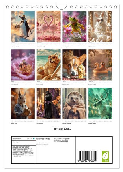 Produktbild: Tiere und Spa&szlig; (Wandkalender 2027 DIN A4 hoch), CALVENDO Monatskalender