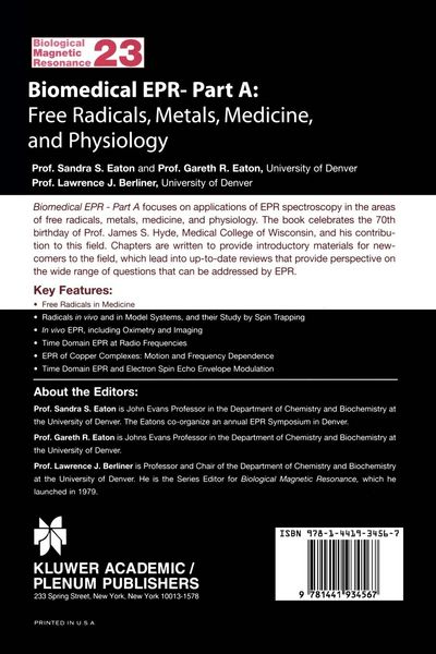 Produktbild: Biomedical EPR - Part A: Free Radicals, Metals, Medicine and Physiology