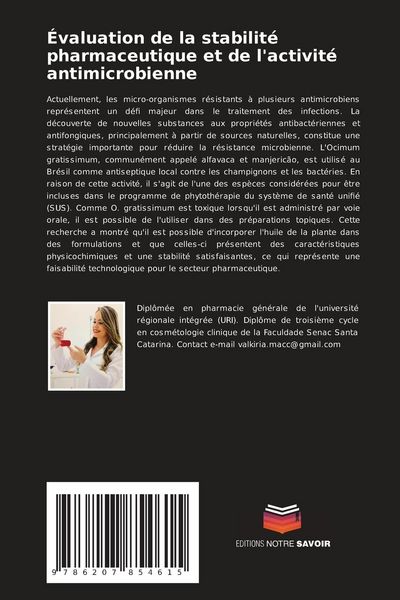 Produktbild: &Eacute;valuation de la stabilit&eacute; pharmaceutique et de l'activit&eacute; antimicrobienne