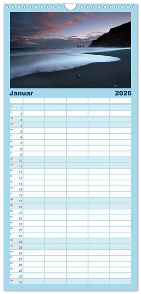 Produktbild: Familienplaner 2026 - Island - Iceland mit 5 Spalten (Wandkalender, 21 x 45 cm) CALVENDO