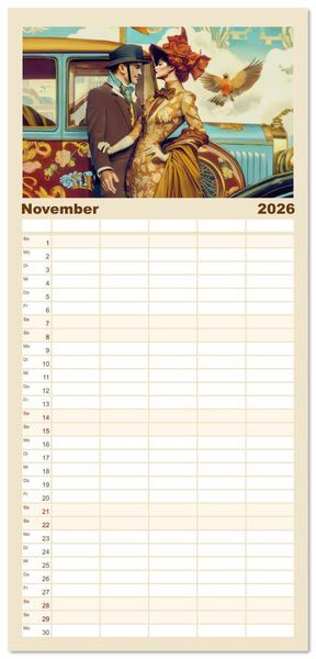 Produktbild: Familienplaner 2026 - Die Epoche Art Nouveau - Mit eleganter Mode mit 5 Spalten (Wandkalender, 21 x 45 cm) CALVENDO