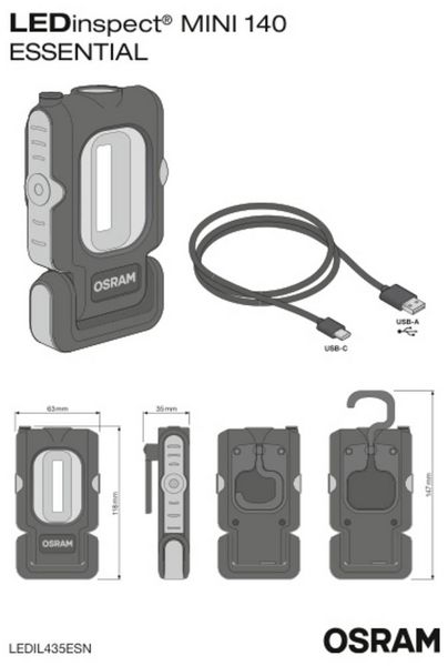 Produktbild: OSRAM Arbeitsleuchte LEDinspect MINI 140 ESSENTIAL 140lm LEDIL435ESNCDU