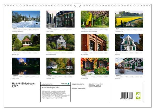 Produktbild: Haaner Bilderbogen 2027 (Wandkalender 2027 DIN A3 quer), CALVENDO Monatskalender
