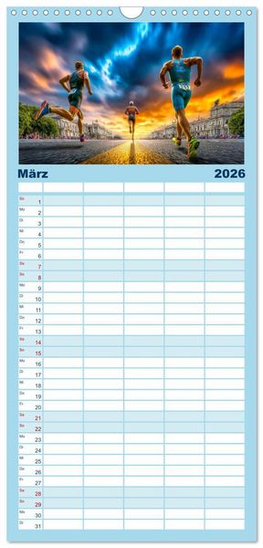Produktbild: Familienplaner 2026 - Triathlon - Grenzen verschieben mit 5 Spalten (Wandkalender, 21 x 45 cm) CALVENDO