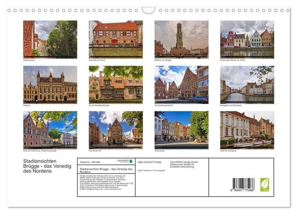 Produktbild: Stadtansichten Br&uuml;gge - das Venedig des Nordens (Wandkalender 2026 DIN A3 quer), CALVENDO Monatskalender