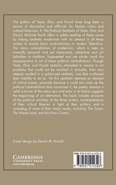Produktbild: The Political Aesthetic of Yeats, Eliot, and Pound