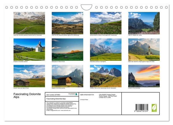 Produktbild: Fascinating Dolomite Alps (Wall Calendar 2026 DIN A4 landscape), CALVENDO 12 Month Wall Calendar