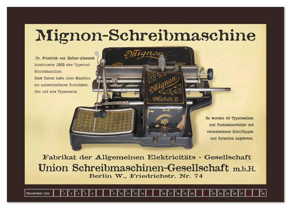 Produktbild: Schreibmaschinen um 1900 (Tischkalender 2026 DIN A5 quer), CALVENDO Monatskalender