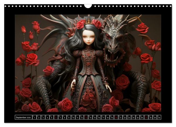 Produktbild: Little Gothic Queens. Surrealistische Illustrationen (Wandkalender 2026 DIN A3 quer), CALVENDO Monatskalender