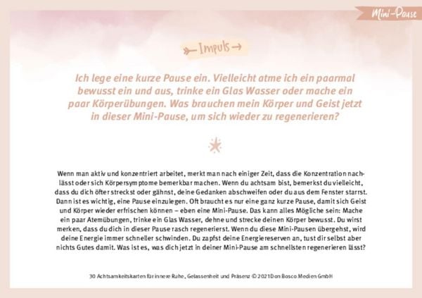 Produktbild: 30 Achtsamkeitskarten f&uuml;r innere Ruhe, Gelassenheit und Pr&auml;senz