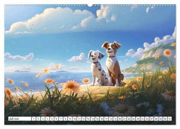 Produktbild: Lustige Comic Hunde (Wandkalender 2026 DIN A2 quer), CALVENDO Monatskalender