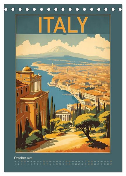 Produktbild: World Travel Posters - Nostalgic Trip Around the Globe (Desk Calendar 2026 DIN A5 portrait), CALVENDO 12 Month DeskCalendar