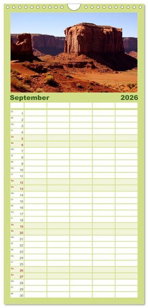 Produktbild: Familienplaner 2026 - USA-S&uuml;dwesten von seiner sch&ouml;nsten Seite 2026 mit 5 Spalten (Wandkalender, 21 x 45 cm) CALVENDO