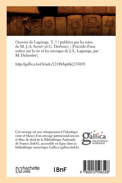 Produktbild: Oeuvres de Lagrange. T. 1 (&Eacute;d.1867-1892)