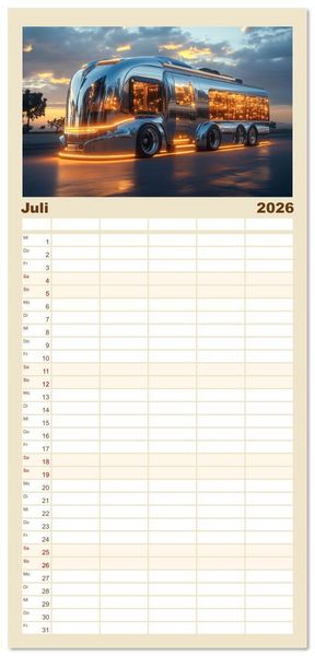 Produktbild: Familienplaner 2026 - Giganten der Stra&szlig;e mit 5 Spalten (Wandkalender, 21 x 45 cm) CALVENDO
