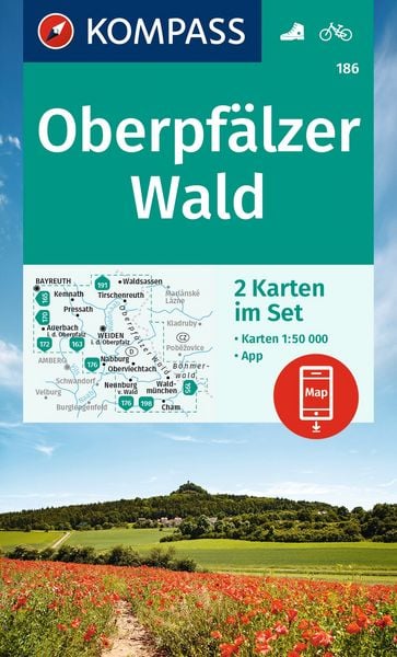 Produktbild: KOMPASS Wanderkarten-Set 186 Oberpf&auml;lzer Wald (2 Karten) 1:50.000
