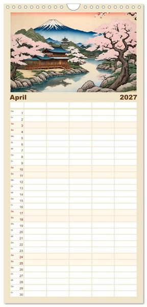 Produktbild: Familienplaner 2027 - Hanami in Japan mit 5 Spalten (Wandkalender, 21 x 45 cm) CALVENDO