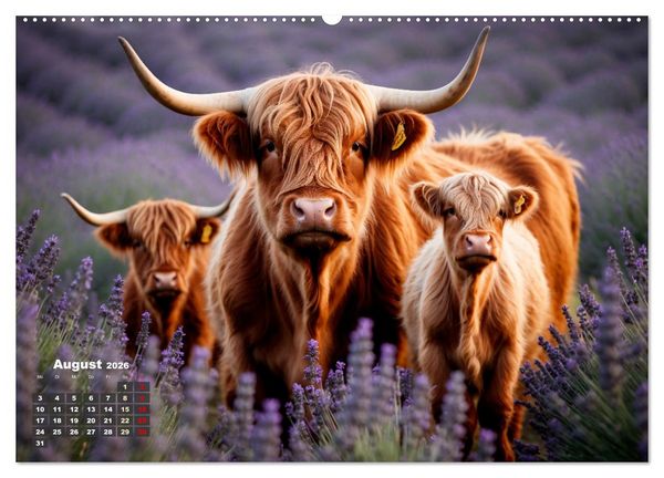 Produktbild: Highland K&uuml;he (hochwertiger Premium Wandkalender 2026 DIN A2 quer), Kunstdruck in Hochglanz