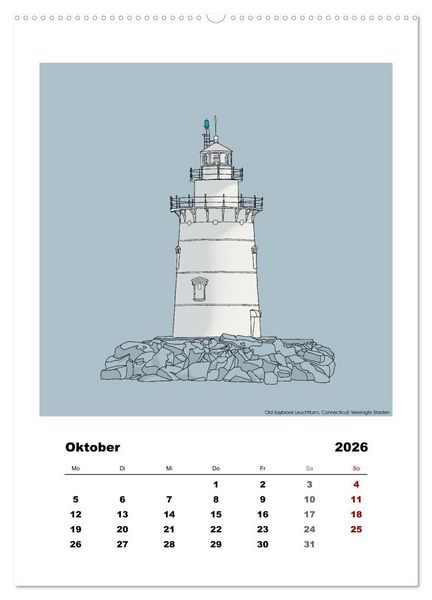 Produktbild: Leuchtt&uuml;rme der Welt - illustriert (Wandkalender 2026 DIN A2 hoch), CALVENDO Monatskalender