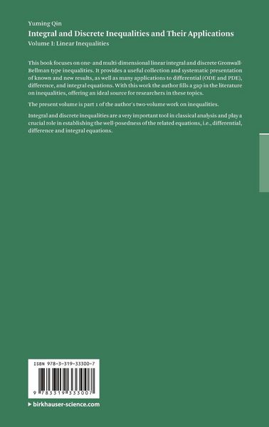 Produktbild: Integral and Discrete Inequalities and Their Applications
