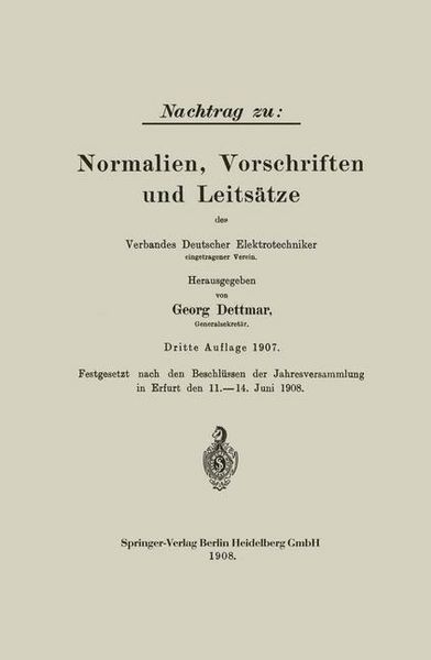 Produktbild: Nachtrag zu: Normalien, Vorschriften und Leits&auml;tze des Verbandes Deutscher Elektrotechniker