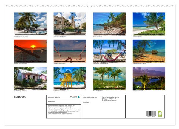 Produktbild: Barbados (Wandkalender 2026 DIN A2 quer), CALVENDO Monatskalender