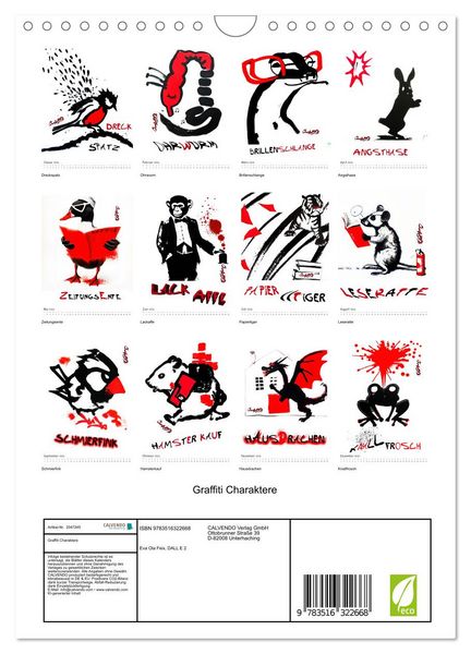 Produktbild: Graffiti Charaktere (Wandkalender 2026 DIN A4 hoch), CALVENDO Monatskalender
