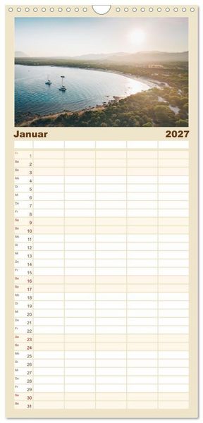 Produktbild: Familienplaner 2027 - Sardinien. Sch&ouml;ne Landschaften und bunte St&auml;dte. mit 5 Spalten (Wandkalender, 21 x 45 cm) CALVENDO