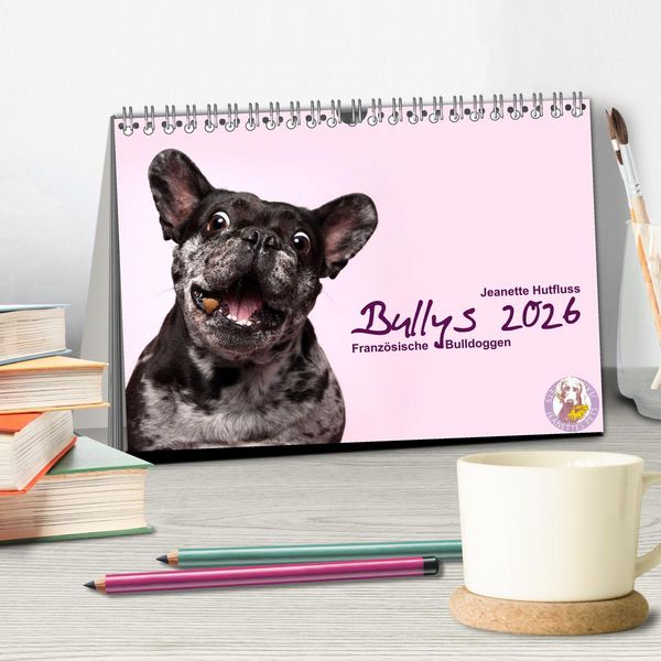 Produktbild: Bullys - Franz&ouml;sische Bulldoggen 2026 (Tischkalender 2026 DIN A5 quer), CALVENDO Monatskalender