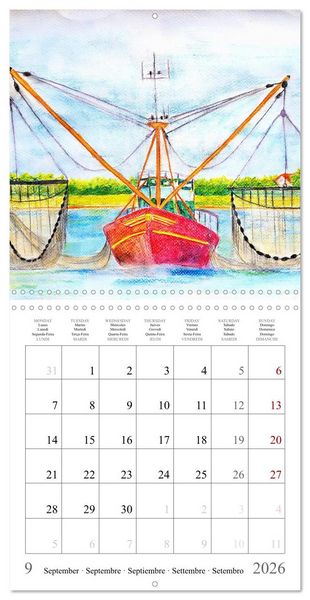 Produktbild: Maritime Adventures - Colourfully painted boats (Wall Calendar 2026 12 &times; 12 Inch) CALVENDO 12 Month Wall Calendar
