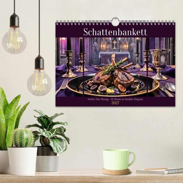 Produktbild: Schattenbankett - Gothic Fine Dining &ndash; 12 Men&uuml;s in dunkler Eleganz (Wandkalender 2027 DIN A4 quer), CALVENDO Monatskalender
