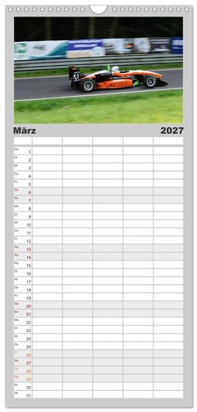Produktbild: Familienplaner 2027 - Formelrennwagen am Berg mit 5 Spalten (Wandkalender, 21 x 45 cm) CALVENDO