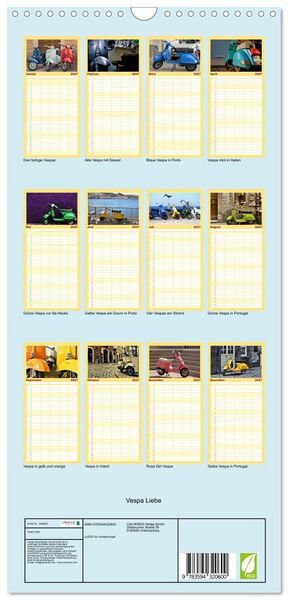 Produktbild: Familienplaner 2027 - Vespa Liebe mit 5 Spalten (Wandkalender, 21 x 45 cm) CALVENDO