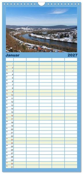 Produktbild: Familienplaner 2027 - Wanderbares Miltenberg mit 5 Spalten (Wandkalender, 21 x 45 cm) CALVENDO