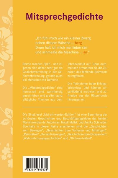 Produktbild: Mitsprechgedichte f&uuml;r Senioren