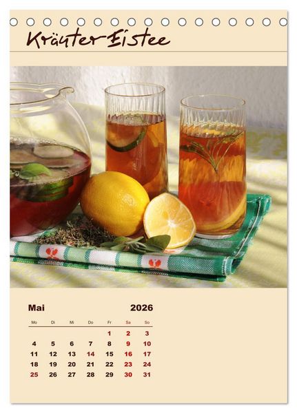 Produktbild: Erfrischender Eistee - Rezeptideen (Tischkalender 2026 DIN A5 hoch), CALVENDO Monatskalender