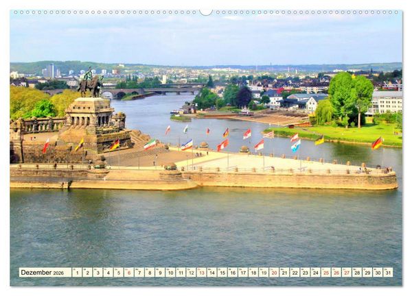 Produktbild: Koblenz - Festung Ehrenbreitstein und das Deutsche Eck (Wandkalender 2026 DIN A2 quer), CALVENDO Monatskalender