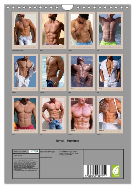 Produktbild: Torses - Hommes (Calendrier mural 2026 DIN A4 horizontal), CALVENDO calendrier mensuel