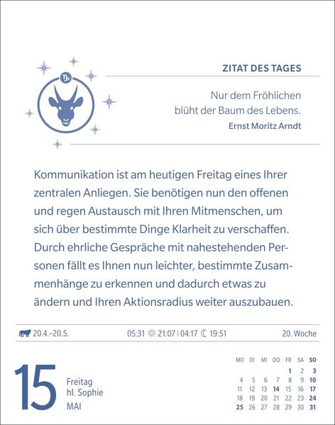 Produktbild: Steinbock Sternzeichenkalender 2026 - Tagesabrei&szlig;kalender - Ihr Horoskop f&uuml;r jeden Tag