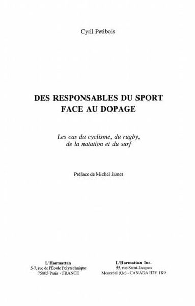 Produktbild: Des responsables du sport face au dopage