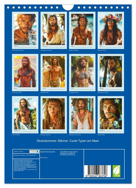 Produktbild: Strandsommer. M&auml;nner. Coole Typen am Meer (Wandkalender 2026 DIN A4 hoch), CALVENDO Monatskalender