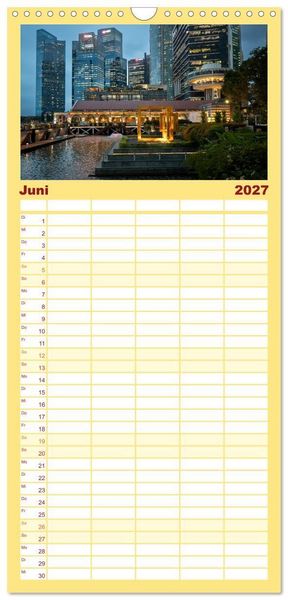 Produktbild: Familienplaner 2027 - Singapur: Zwischen Wolkenkratzern und Superb&auml;umen mit 5 Spalten (Wandkalender, 21 x 45 cm) CALVENDO