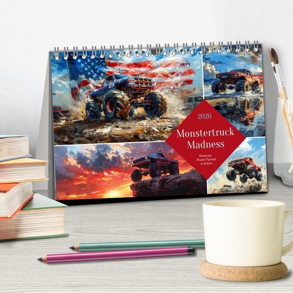 Produktbild: Monstertruck Madness (Desk Calendar 2026 DIN A5 landscape), CALVENDO 12 Month DeskCalendar