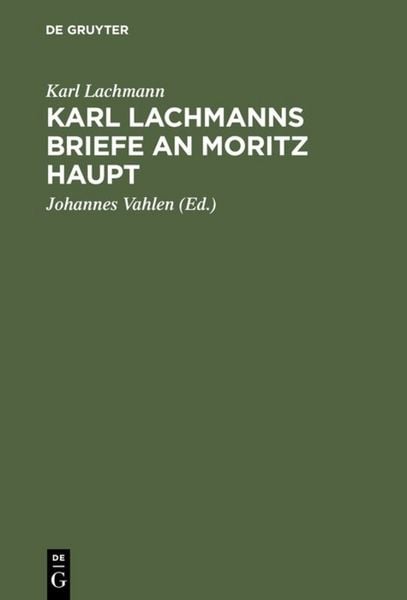 Produktbild: Karl Lachmanns Briefe an Moritz Haupt