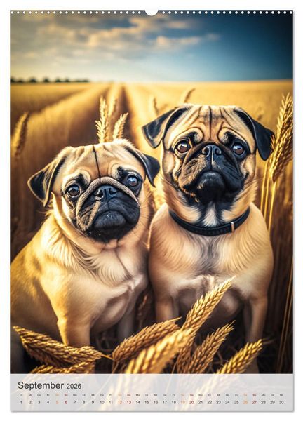 Produktbild: Mein Mops-Kalender (hochwertiger Premium Wandkalender 2026 DIN A2 hoch), Kunstdruck in Hochglanz