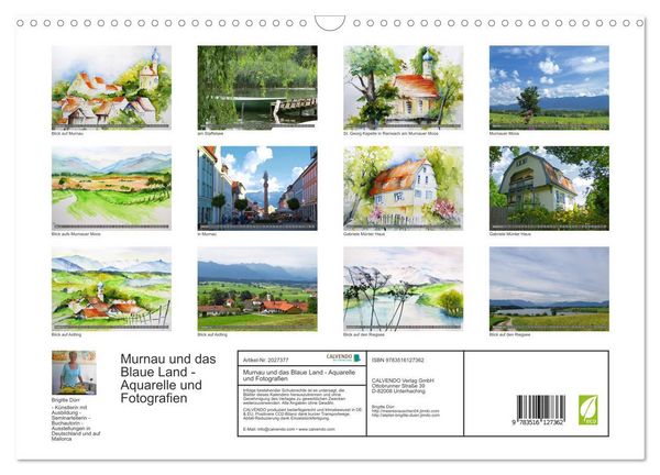 Produktbild: Murnau und das Blaue Land - Aquarelle und Fotografien (Wandkalender 2026 DIN A3 quer), CALVENDO Monatskalender