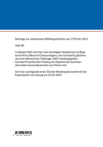 Produktbild: Journal gef&uuml;hrt w&auml;hrend des Feldzuges 1807 (I)